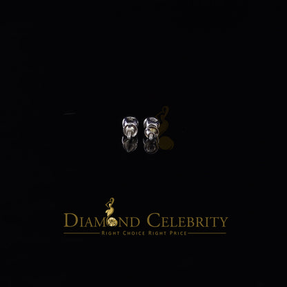 DiamondCelebritees  925 White Silver Aretes Para Hombre 0.30ct Cubic Zirconia Women's Round Earrings