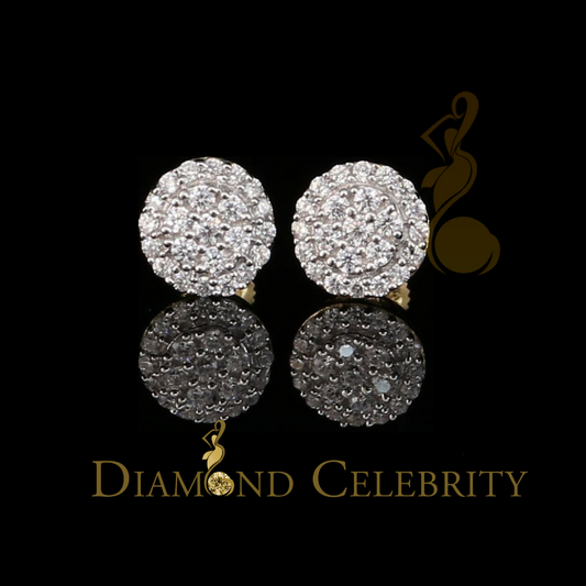 DiamondCelebritees  925 Sterling Yellow Silver 0.88ct Cubic Zirconia Round Women's Stud Earrings