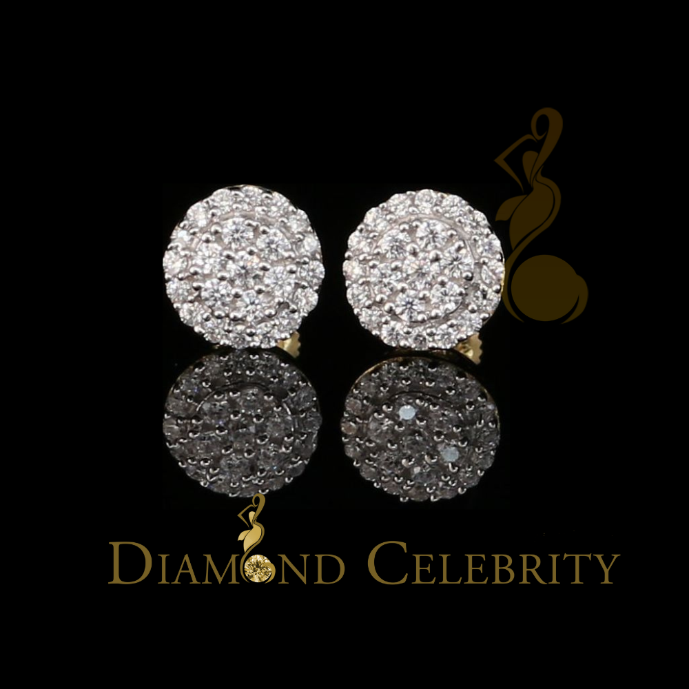 DiamondCelebritees  925 Sterling Yellow Silver 0.88ct Cubic Zirconia Round Women's Stud Earrings