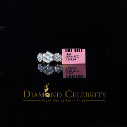DiamondCelebritees 925Sterling Yellow Silver Floral-Shaped Cubic Zirconia 3.50ct Womens Ring SZ 7.5