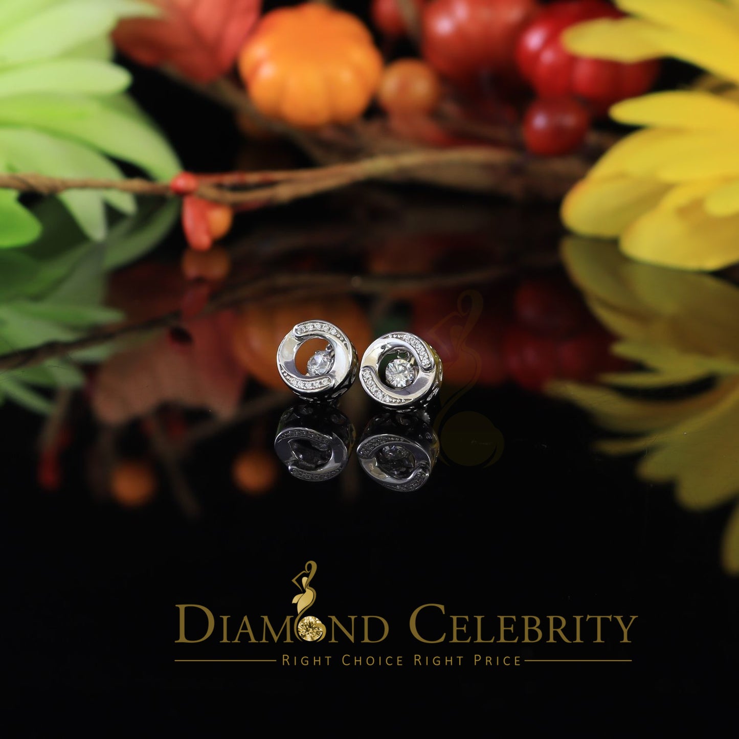 DiamondCelebritees  925 Sterling White Silver1.50ct Cubic Zirconia Round Screw Back Stud Earrings