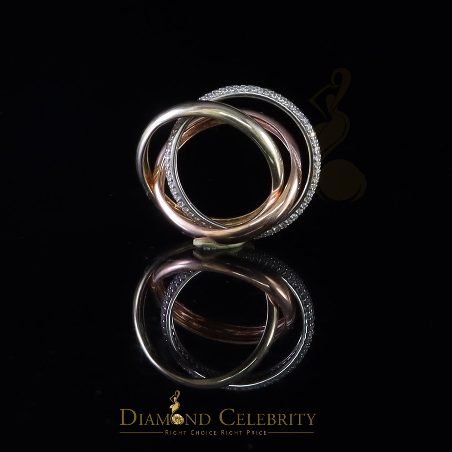 DiamondCelebritees 925 Silver And Cubic Zirconia White Round Shape With Women'sTrinity Ring Size 8