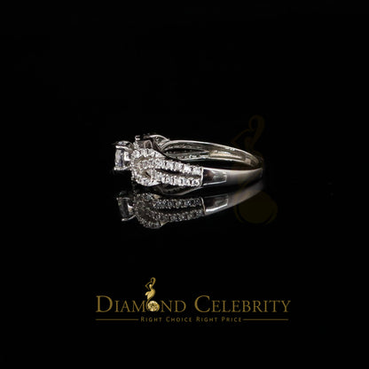 DiamondCelebritees 925 Women's White Silver 3.0ct CZ Centre 0.50ct Round Engagement Ring SZ 7