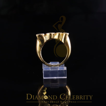 DiamondCelebritees Stylish "BOSS" 925 Silver Yellow 0.50ct Micro Real Diamond Men's Band Ring SZ 8