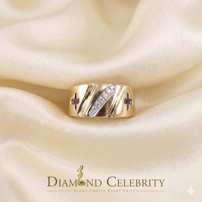 DiamondCelebritees 0.14 ct Sterling Yellow Silver Round 925 CZ Men Rings Engagement Size 9.00
