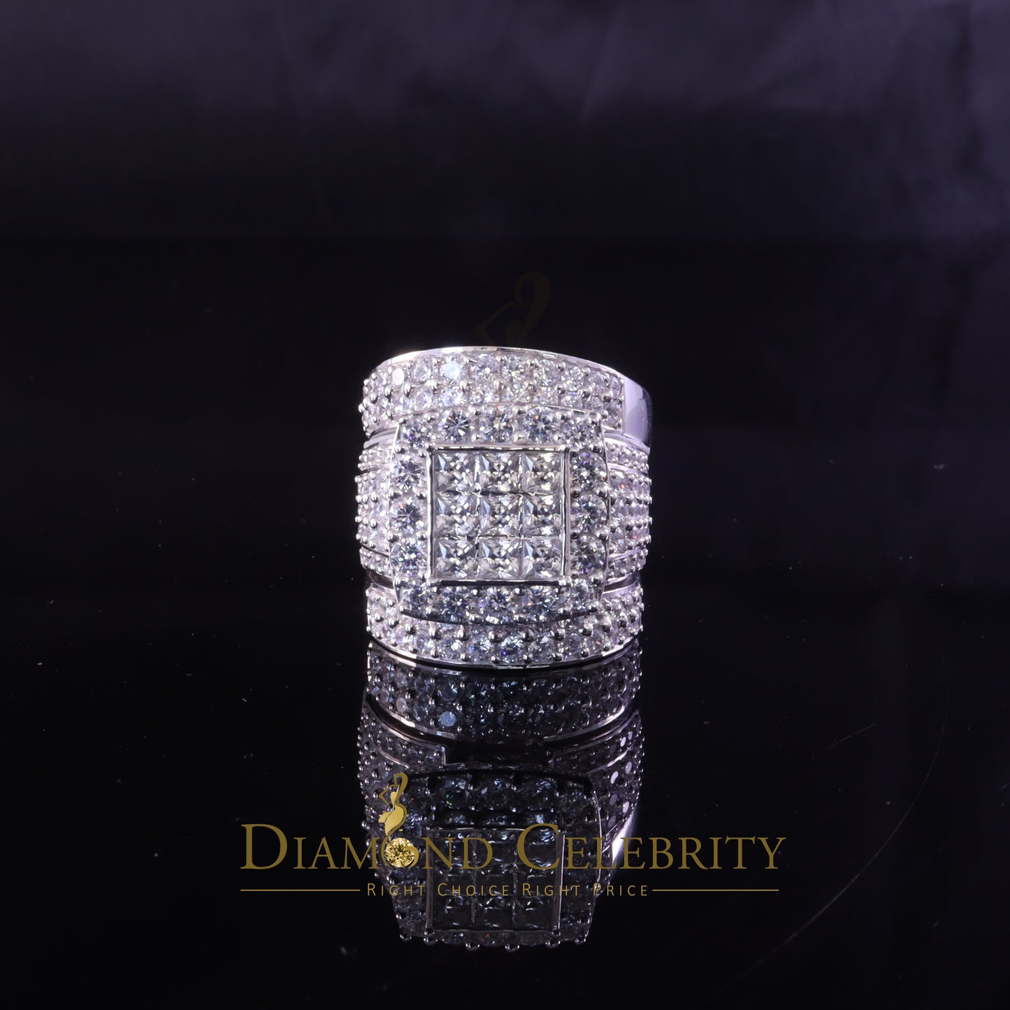 DiamondCelebritees 12.60ct Cubic Zirconia White SterlingSilver Men's/Women 3PC Wedding Rings Size 9