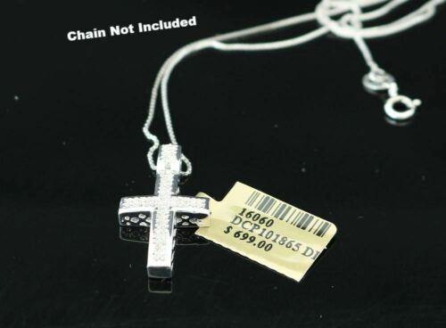 DiamondCelebritees  Real 0.33ct Diamond 925 Sterling Silver CROSS White Charm Necklace Pendant