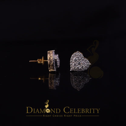 DiamondCelebritees Genuine 1.10ct Vvs 'D' Color Moissanite Heart Earring 10k Real Yellow Gold