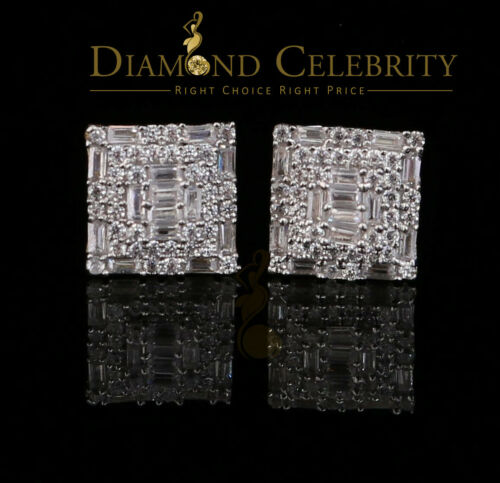 DiamondCelebritees  925 Sterling Yellow 0.72ct Silver Cubic Zirconia Hip Hop Women's Square Earrings