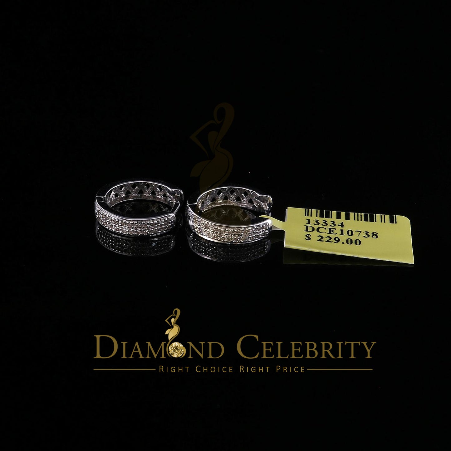 DiamondCelebritees 0.15ct Diamond 925 Sterling Silver White Hoop Stud Earrings For unisex