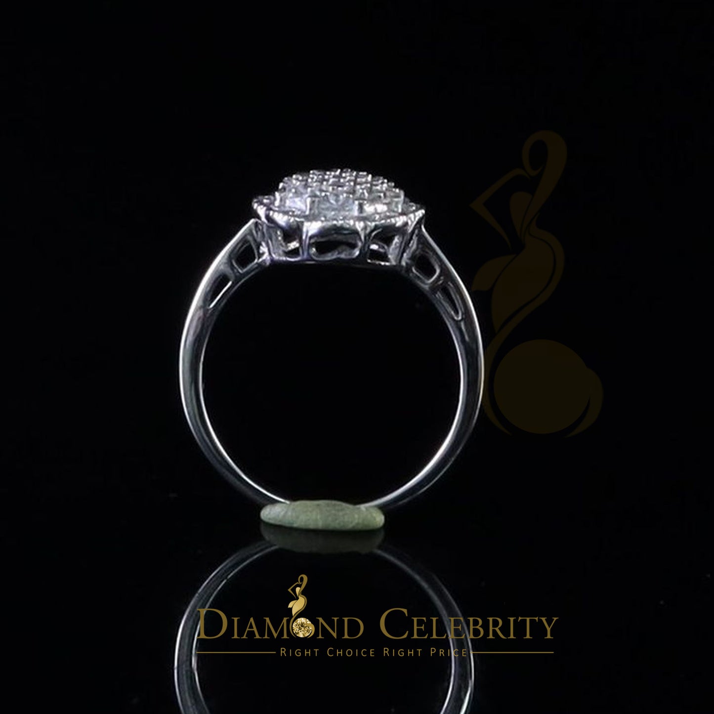 DiamondCelebritees 0.49ct Cubic Zirconia Sterling White Silver Flower Engagement Womens Ring Size 7