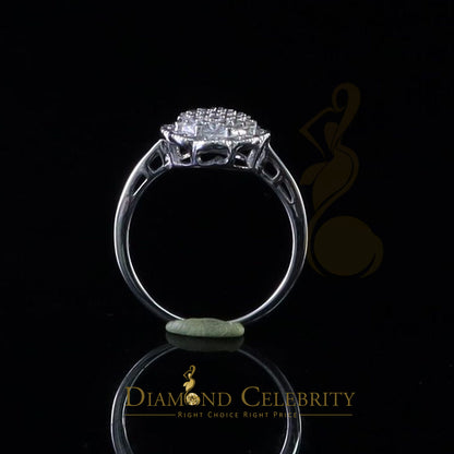DiamondCelebritees 0.49ct Cubic Zirconia Sterling White Silver Flower Engagement Womens Ring Size 7