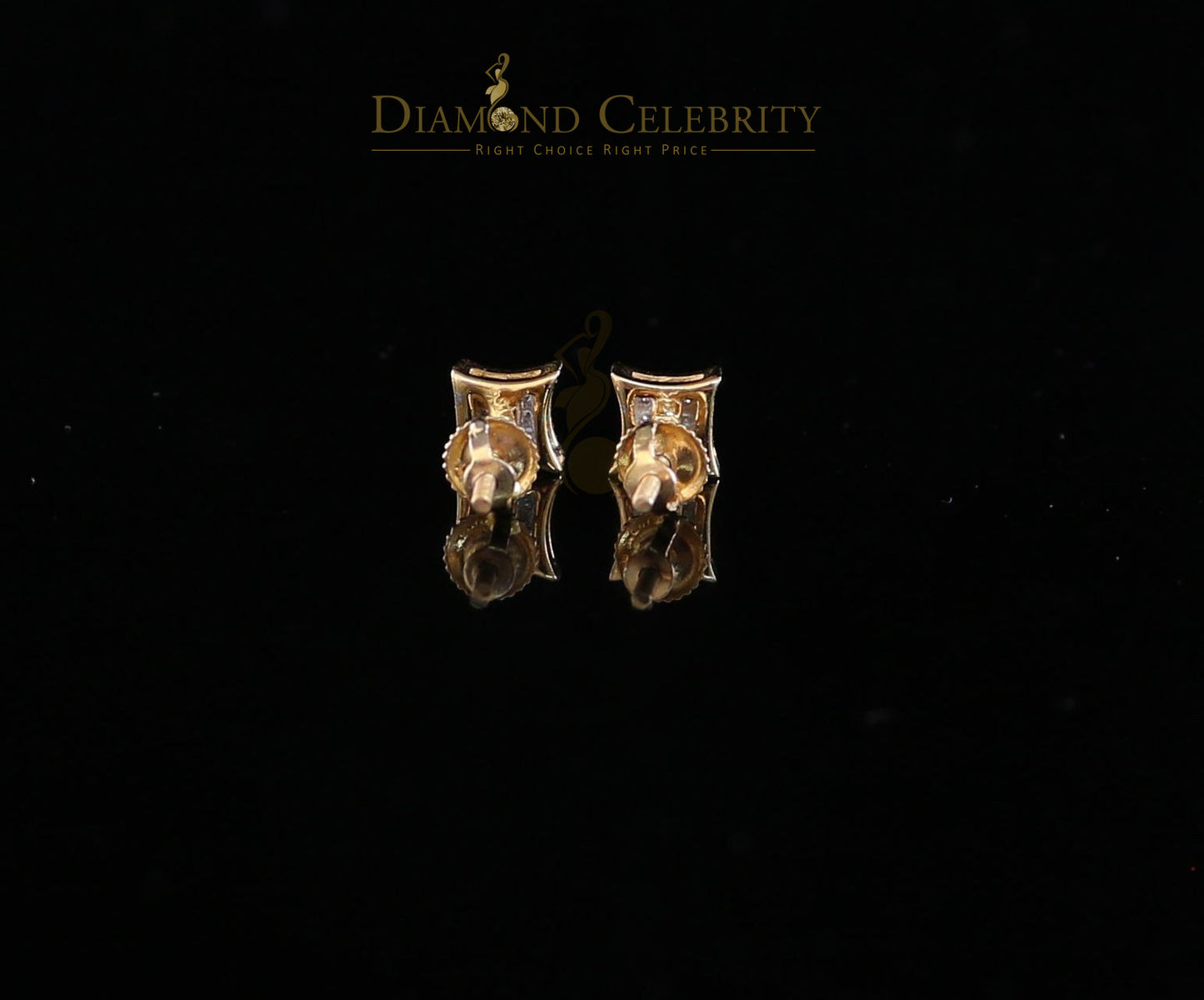 DiamondCelebritees 10K Real Yellow Gold with 0.05ct Real Diamond Square Stud Earring for Men/Women