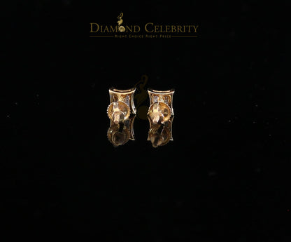 DiamondCelebritees 10K Real Yellow Gold with 0.05ct Real Diamond Square Stud Earring for Men/Women