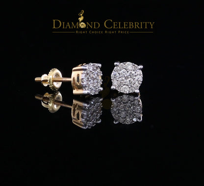 DiamondCelebritees 0.50CT Real Diamond 10K Real Yellow Gold Men's/Women's Stud Round Earring