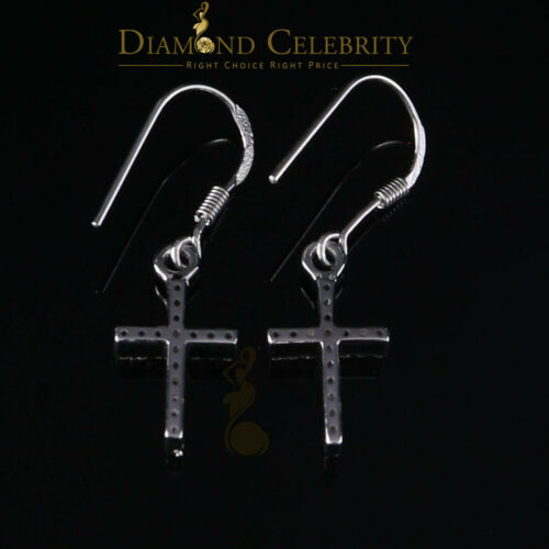DiamondCelebritees  White 0.40ct Sterling 925 Silver Hip Hop Cross Dangling Women's & Men's Earring