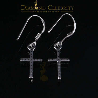 DiamondCelebritees  White 0.40ct Sterling 925 Silver Hip Hop Cross Dangling Women's & Men's Earring