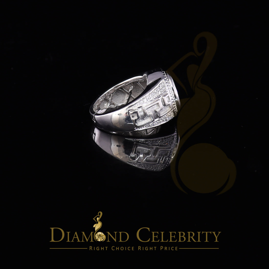 DiamondCelebritees 8.10ct White Silver Oval Cubic Zirconia Men Adjustable Ring From SZ 9 to 11