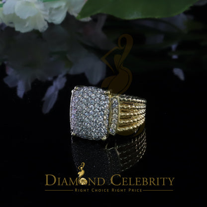DiamondCelebritees 925 Silver Yellow 1.94ct Cubic Zirconia Adjustable Men's Ring From SZ 8 to 10