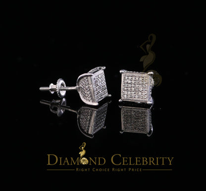 DiamondCelebritees 0.20ct Diamond Collection White 925 Sterling Silver Women & Men Square Earrings