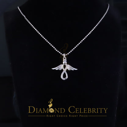 DiamondCelebritees  NEW Real 0.05CT Diamond Infinity with Wings Silver White Charm Necklace Pendant