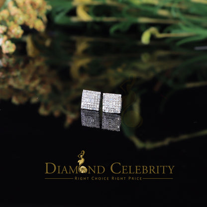 DiamondCelebritees  White 925 Sterling Silver 0.72ct Cubic Zirconia Hip Hop Women's Square Earrings