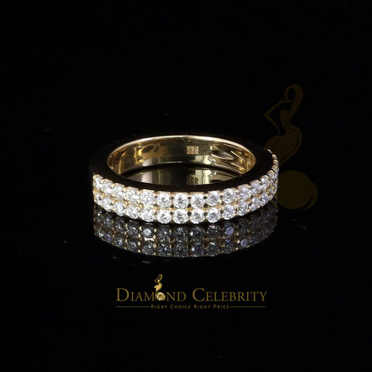 DiamondCelebritees Men's 1.50ct VVS D Silver Yellow Moissanite 2 Row Wedding Band 925 Ring Size 10