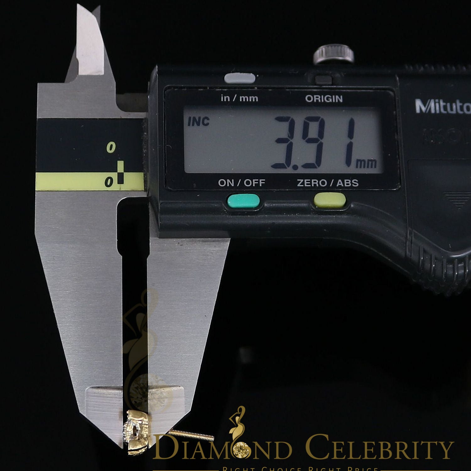 925 Sterling Silver Yellow Hip Hop 0.15ct Diamond Man & Women Square Earrings