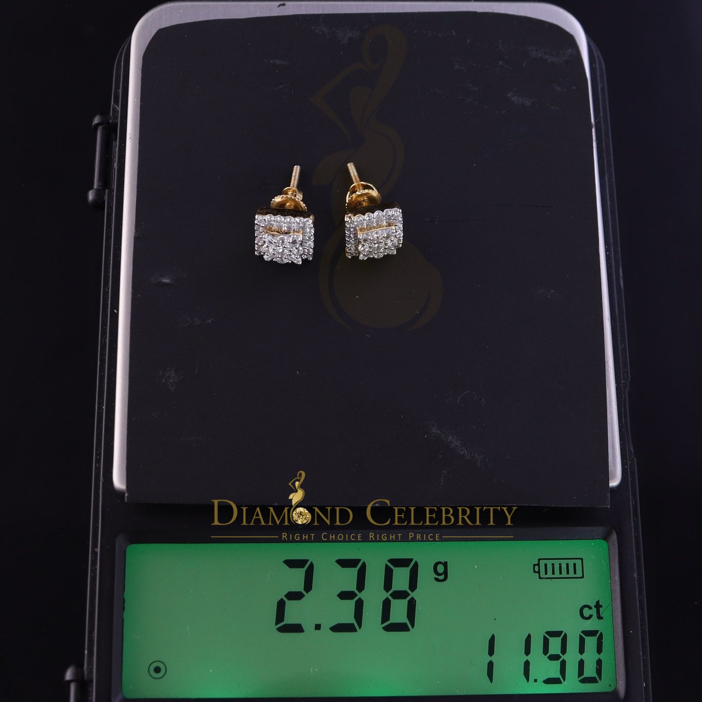 DiamondCelebritees  925 Yellow Starling Silver 0.74ct Cubic Zirconia Square Women's / Men's Earrings