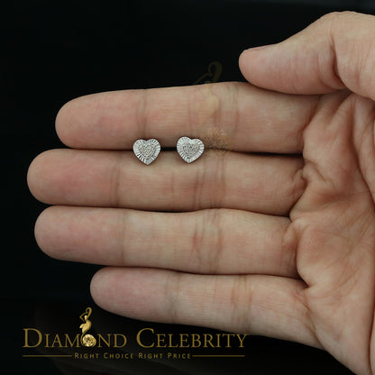 DiamondCelebritees Aretes Para Hombre Heart 925 White Silver 0.10ct Diamond Women & Men Earrings