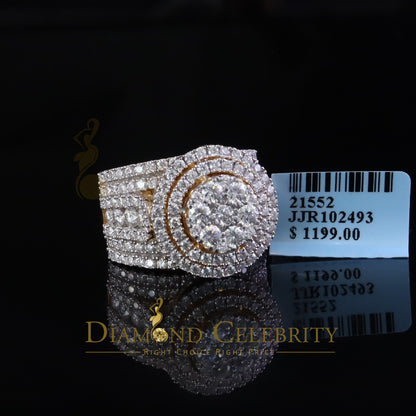 DiamondCelebritees 4.00ct VVS D Round Cluster Stone Yellow Silver Moissanite For Men's Rings SZ 8