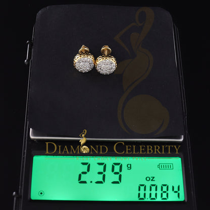 DiamondCelebritees 10K Real Yellow Gold with 0.33 CT Real Diamond Round Stud Earrings