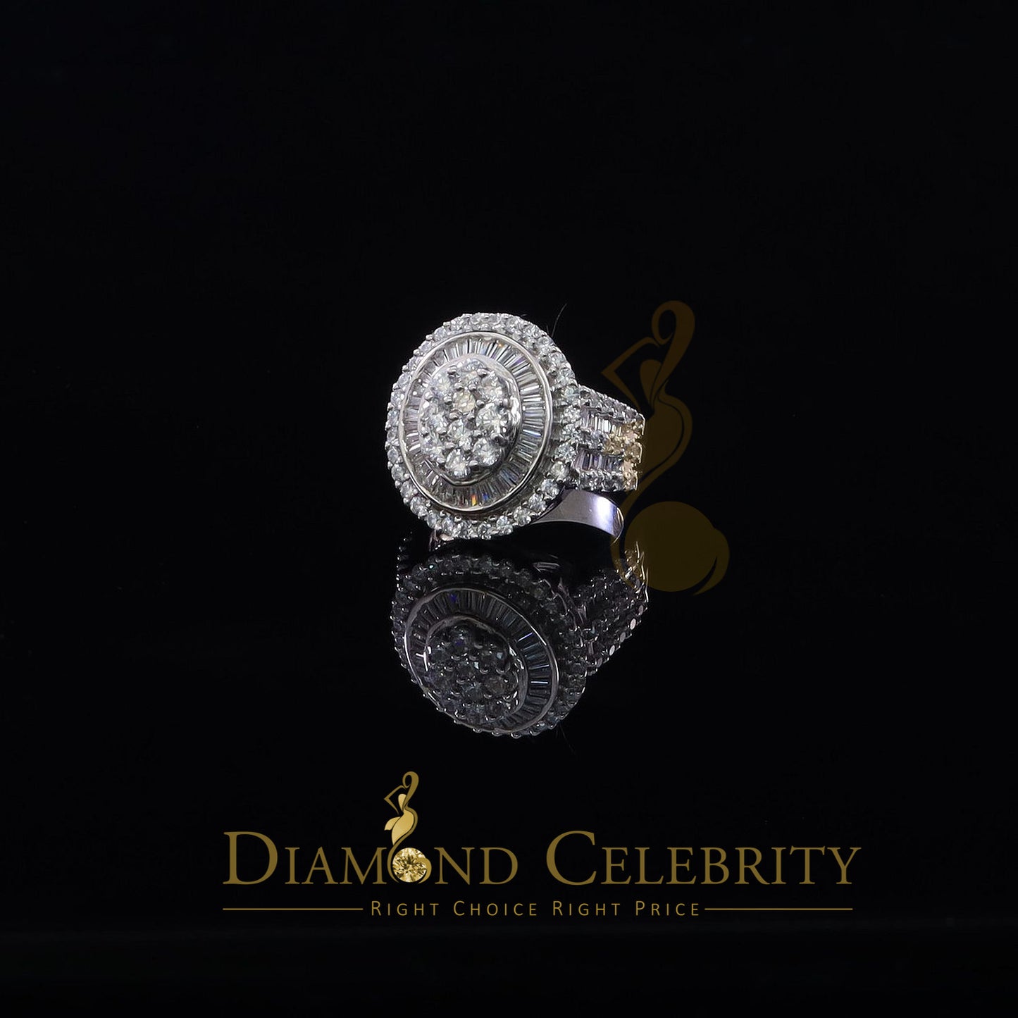 DiamondCelebritees White 925 Silver Rhodium Plated 6.48ct Cubic Zirconia Cocktail Womens Ring SZ 9