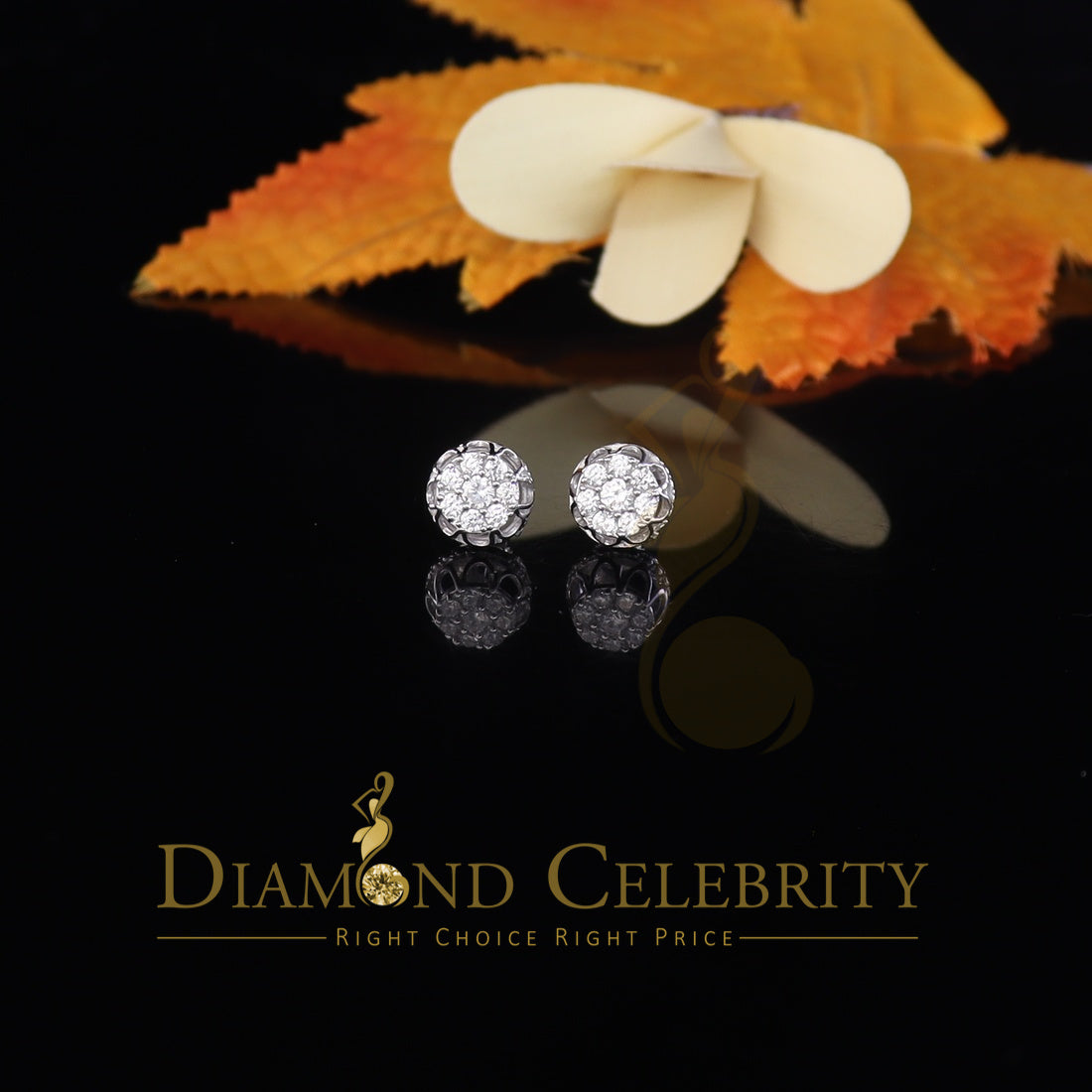 DiamondCelebritees  1.14ct Cubic Zirconia 925 White Silver Women's & Men's Hip Hop Flower Earrings