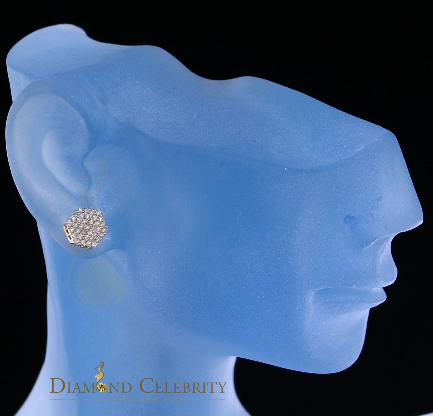 DiamondCelebritees Real Diamond 0.50CT 10K Real Yellow Gold Men's/Women's Stud Round Earring