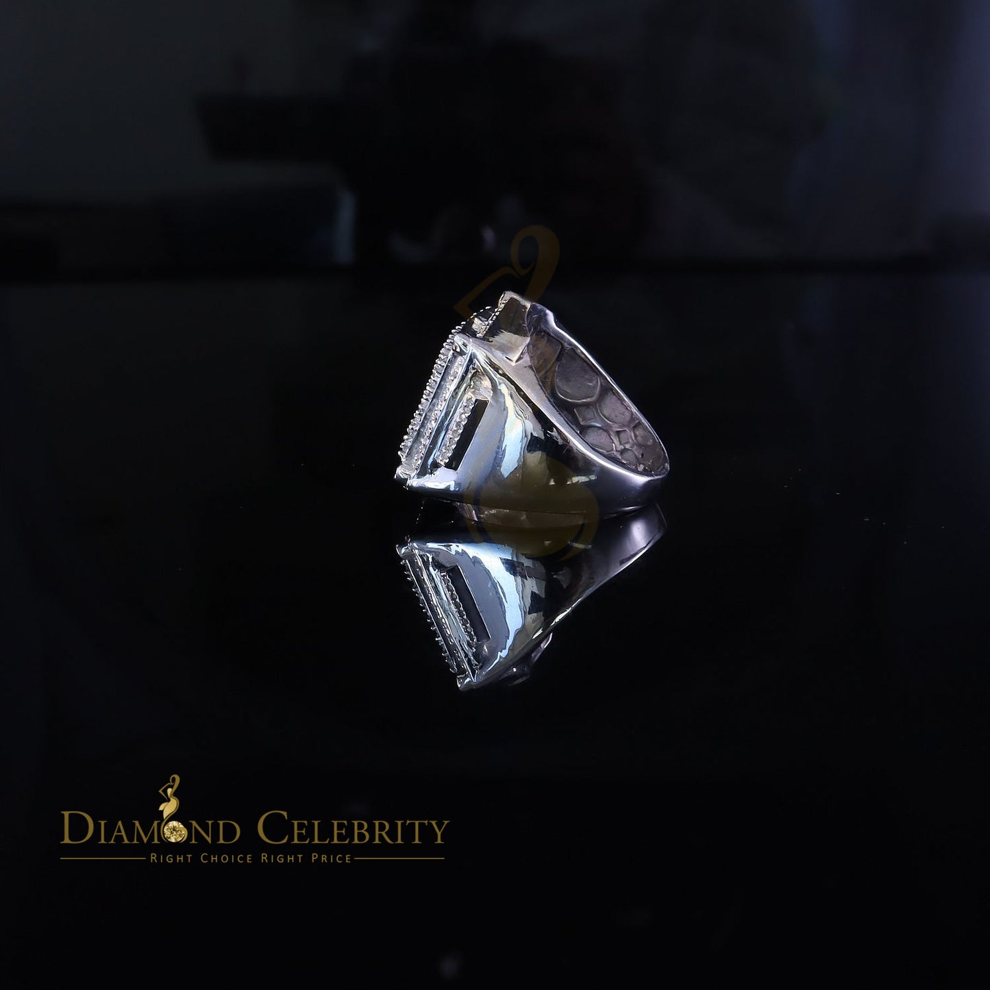 Big Mirage Set 0.66ct Real Diamond 925 White Silver Square Men's Ring Size 10