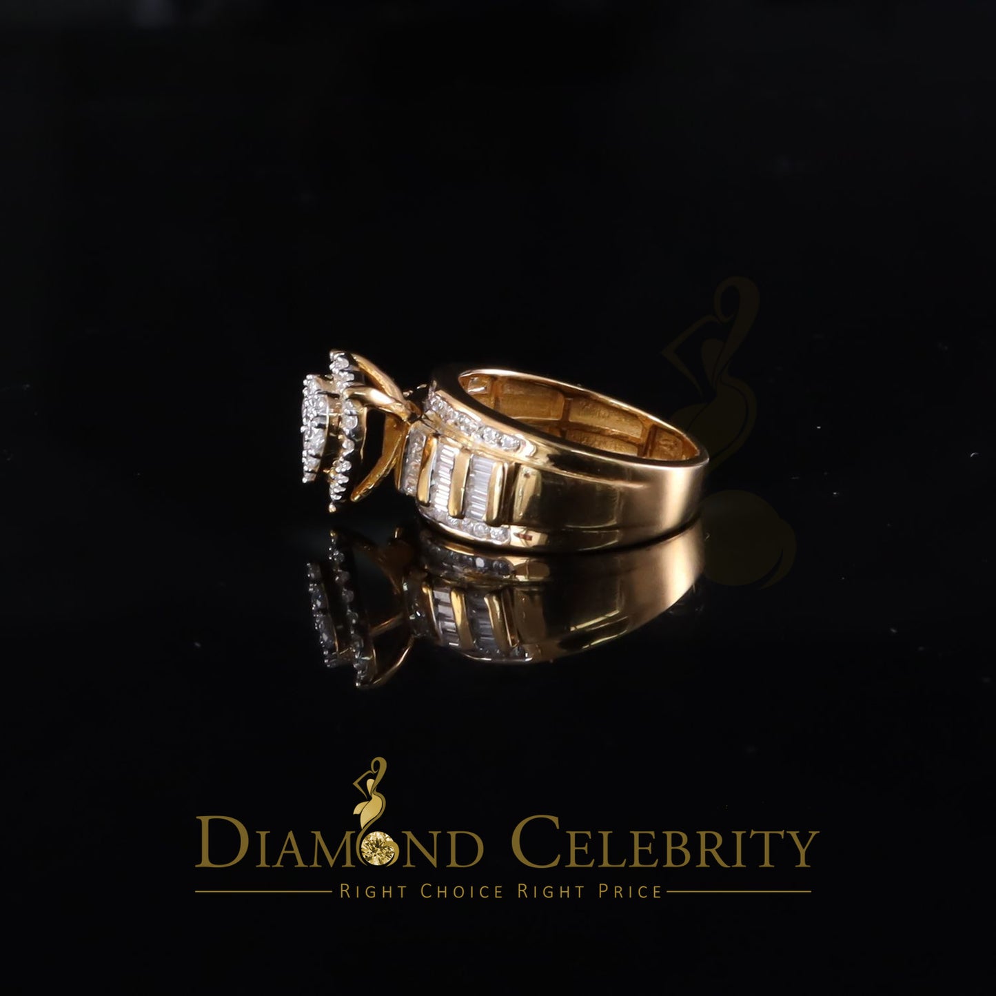 DiamondCelebritees New Women Heart Cindarella Ring 925 Yellow Silver1.20ct VVS D Clr.Moissanite SZ7