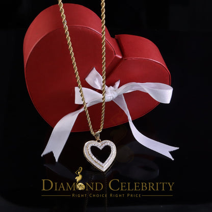 DiamondCelebritees  Real 0.10ct Diamond Sterling Silver HEART Yellow Charm Fashion Necklace Pendant