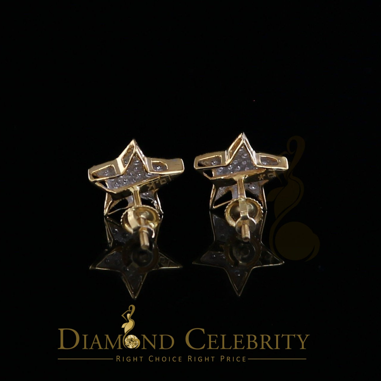 DiamondCelebritees 10K Real Yellow Gold Real Diamond 0.50CT Men's/Women's shape Star Stud Earrings