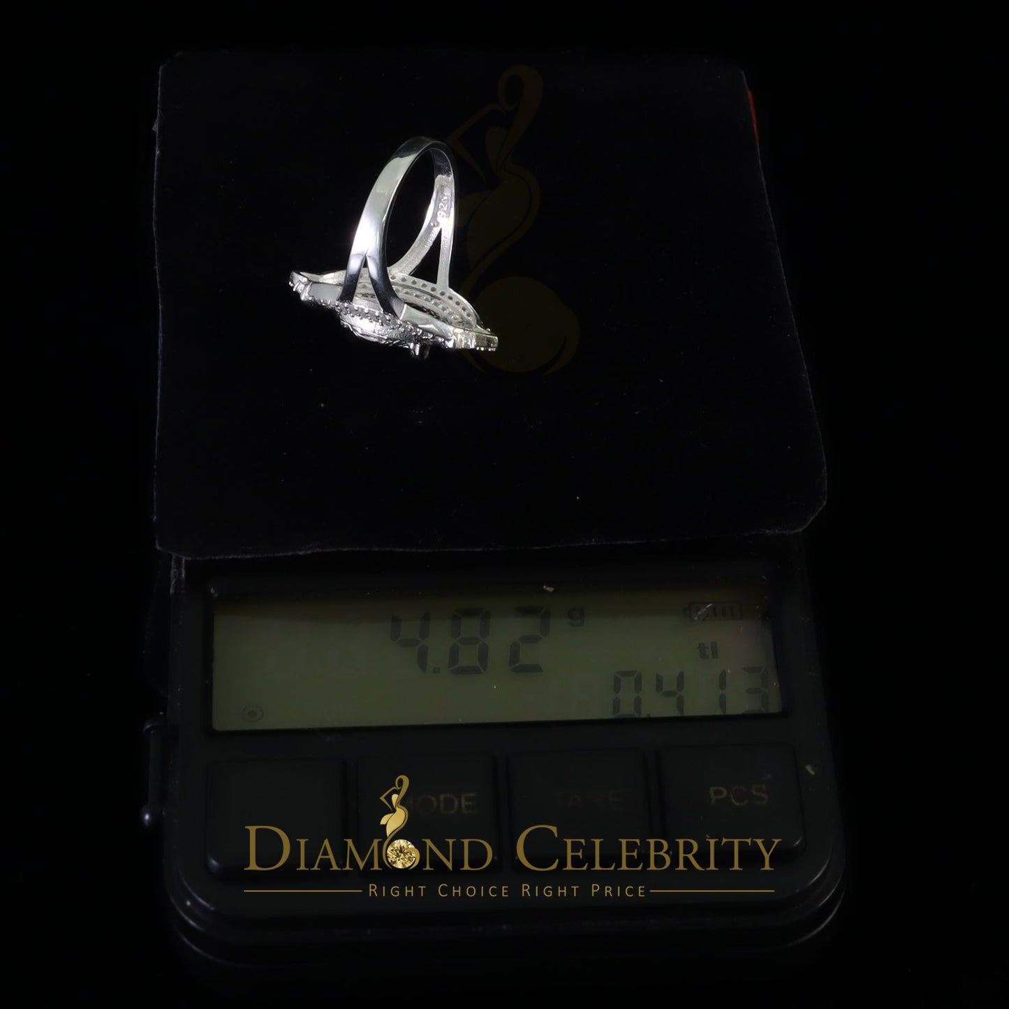 DiamondCelebritees 925 Silver White CZ Stone Blessed Virgin Mary Miraculous Medal Women Ring SZ 8
