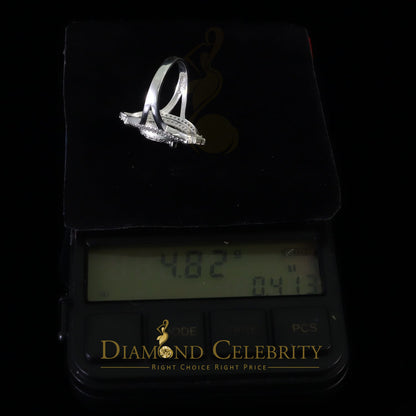 DiamondCelebritees 925 Silver White CZ Stone Blessed Virgin Mary Miraculous Medal Women Ring SZ 8