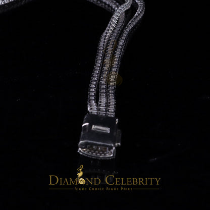 DiamondCelebritees Tennis Necklace 925 Silver White 90ct Moissanite size 18/20/22 inch & Width 4mm