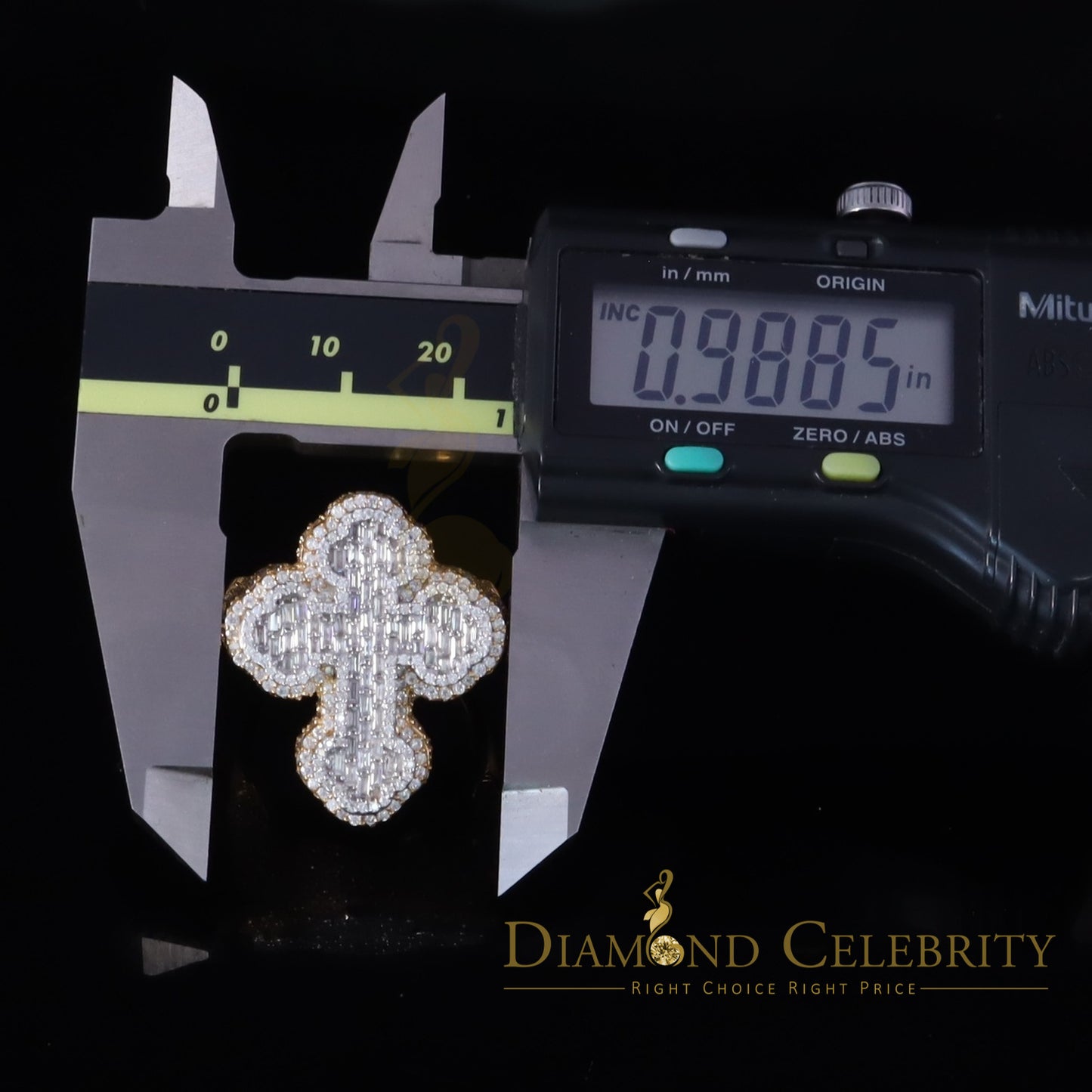 DiamondCelebritees New 925 Sterling Silver 6.00ct VVS D Moissanite Rings Size 10 Yellow Cross Men's