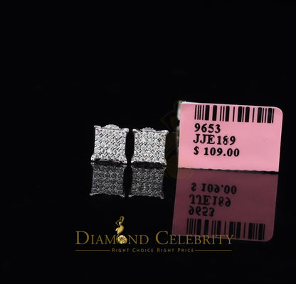 DiamondCelebritees  White 925 Silver Screw Back 0.50ct Cubic Zirconia Square Women Stud Earrings