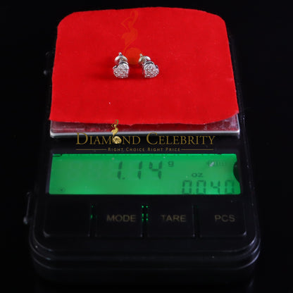 DiamondCelebritees Aretes Para Hombre Heart 925 White Silver 0.08ct Diamond Women's /Men's Earring