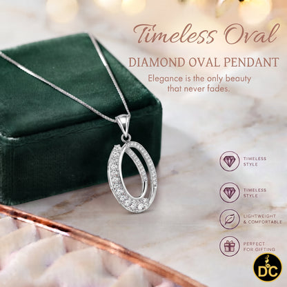 DiamondCelebritees 925 Silver 1.32ct Cubic Zirconia Double Oval Interlocking 1 inch Pendant