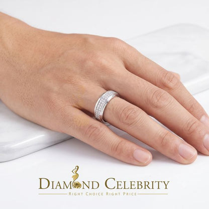 DiamondCelebritees 0.10ct Round Cut 925 Sterling Silver White Diamond Men's Wedding Band Ring SZ 11