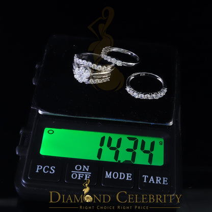 DiamondCelebritees Silver 8.50ct Cubic Zirconia Piece Halo Trio Ring Band White Womens Ring Size 8