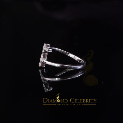 DiamondCelebritees 925 Sterling White Silver 0.22ct Cubic Zirconia Cross Shape Womens Ring Size 7.5