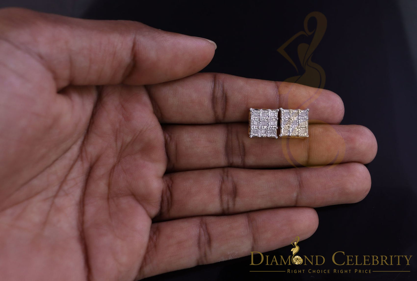 DiamondCelebritees 0.50ct Diamond 925 Sterling Silver Yellow For Men's / Women's Square Earrings